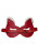 Красная маска из натуральной кожи с белым мехом на ушках 