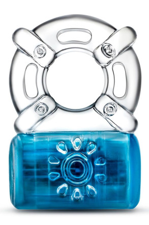 Синее эрекционное виброкольцо Pleaser Rechargeable C-Ring 