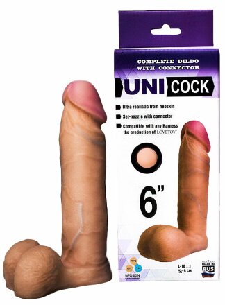 Насадка для страпона фаллической формы UNICOCK 6&quot; - 18 см. 