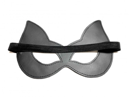 Черная лаковая маска с ушками из эко-кожи 