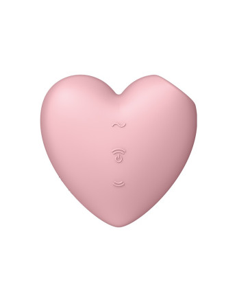 Розовый вибромассажер Cutie Heart с вакуум-волновой стимуляцией 
