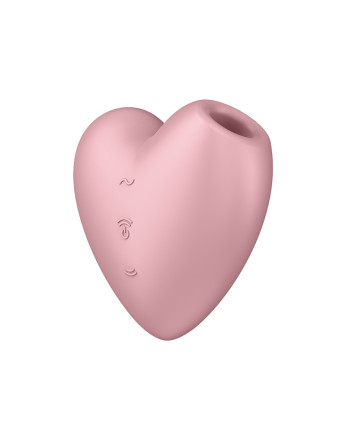 Розовый вибромассажер Cutie Heart с вакуум-волновой стимуляцией 