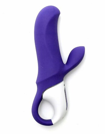 Фиолетовый вибратор Satisfyer Vibes Magic Bunny с клиторальным отростком - 17,6 см. 