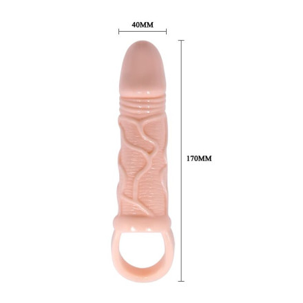 Телесная вибрирующая насадка на пенис с подхватом для мошонки - 17 см. 