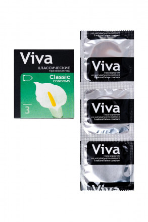 Классические гладкие презервативы VIVA Classic - 3 шт. 