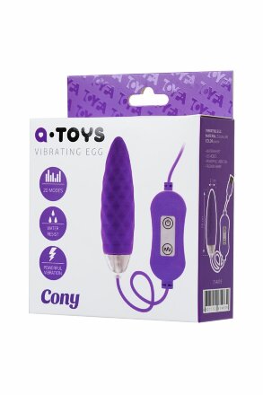 Фиолетовое виброяйцо с пультом управления A-Toys Cony, работающее от USB, длина 7,6 см 