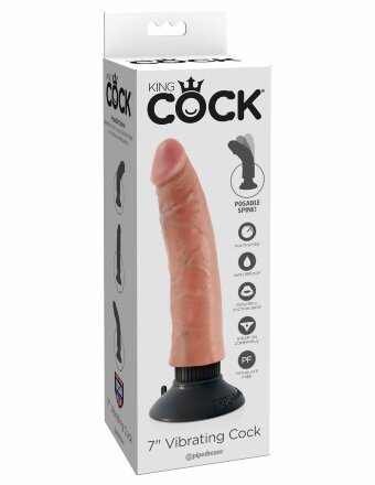 Вибромассажер телесного цвета 7&quot; Vibrating Cock - 20 см. 