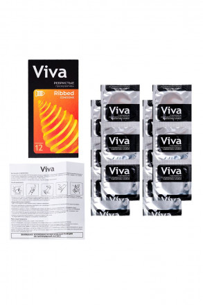 Ребристые презервативы VIVA Ribbed - 12 шт. 