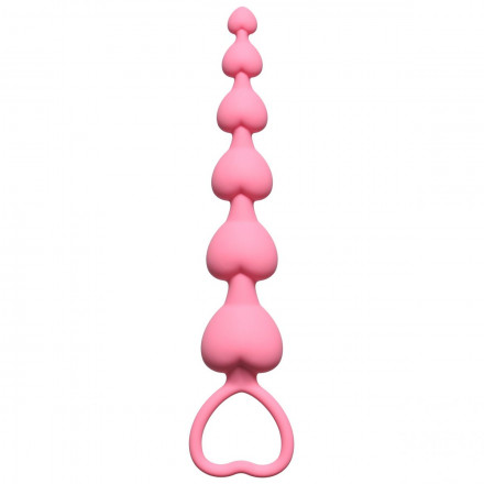 Розовая анальная цепочка Heart&#039;s Beads Pink - 18 см. 