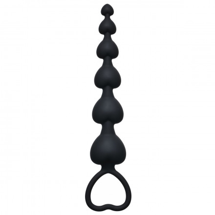 Чёрная анальная цепочка Heart&#039;s Beads Black - 18 см. 