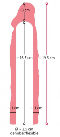 Удлиняющая насадка на член Extension Sleeve +3cm - 19,5 см. 