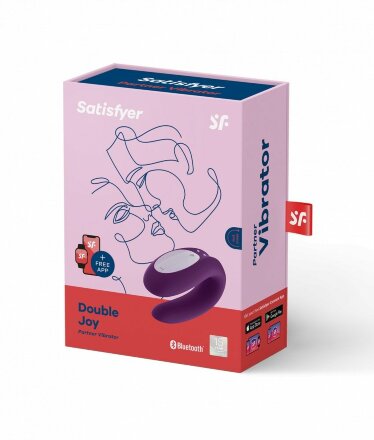 Фиолетовый вибратор для пар Double Joy с управлением через приложение 