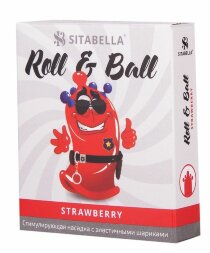 Стимулирующий презерватив-насадка Roll &amp; Ball Strawberry