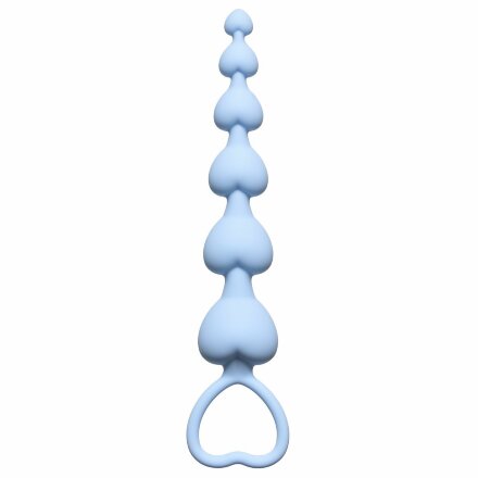 Голубая анальная цепочка Heart&#039;s Beads Blue - 18 см.