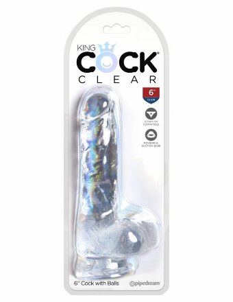 Прозрачный фаллоимитатор King Cock Clear 6&quot; Cock with Balls - 17,8 см. 