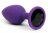 Фиолетовая анальная пробка с черным стразом - 7,6 см. 