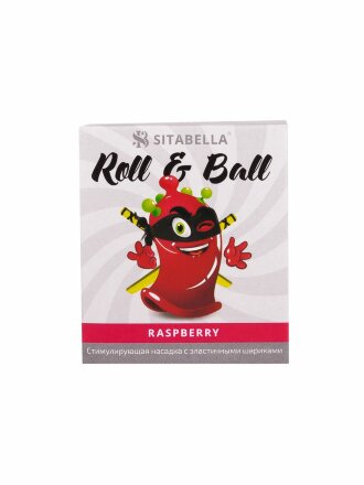 Стимулирующий презерватив-насадка Roll &amp; Ball Raspberry 