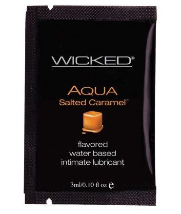 Лубрикант со вкусом соленой карамели WICKED AQUA Salted Caramel - 3 мл. 