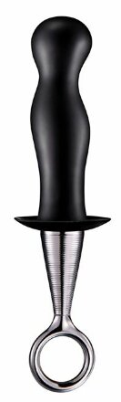Чёрный анальный плаг PLUG WITH PLATED HANDLE 