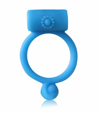 Синее силиконовое кольцо с вибрацией 