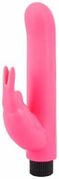Розовый вибромассажер с клиторальным отростком G Rabbit - 15 см.