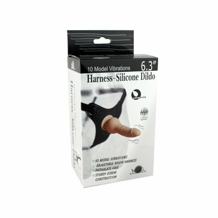 Телесный страпон 10 Mode Vibrations 6.3&quot; Harness Silicone Dildo - 15,5 см. 