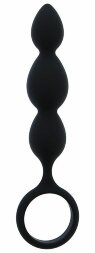 Черная анальная пробка-елочка SILICONE ANAL BEAD - 16,5 см.