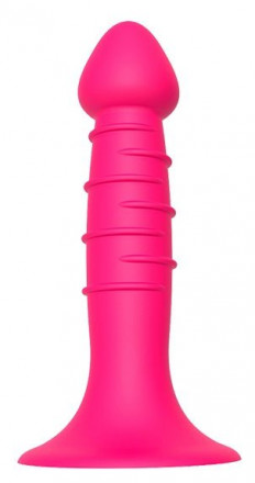 Розовая анальная пробка-фаллос SPIRAL PLUG - 13,5 см. 