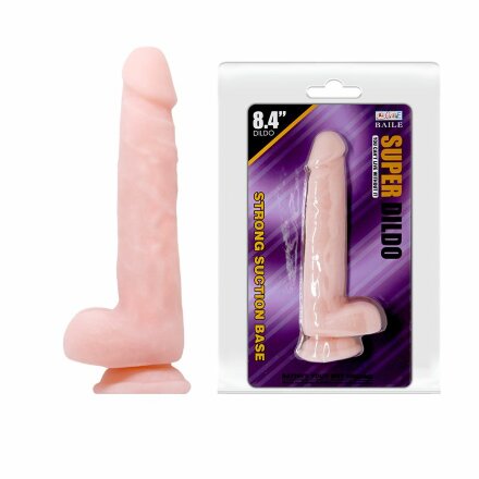 Телесный фаллоимитатор на присоске Super Dildo - 21,5 см. 