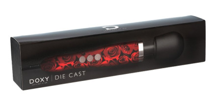 Красно-черный жезловый вибратор Doxy Die Cast с розами 