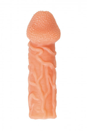 Телесная закрытая насадка с венками Cock Sleeve Size L - 17,6 см. 