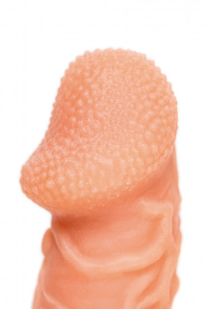 Телесная закрытая насадка с венками Cock Sleeve Size L - 17,6 см. 