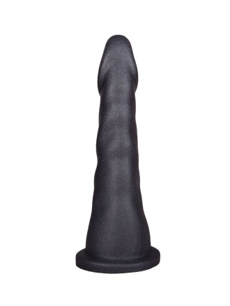 Женский страпон с чёрной насадкой и вагинальной пробкой - 17,5 см. 