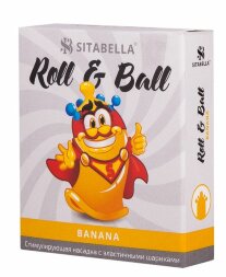 Стимулирующий презерватив-насадка Roll &amp; Ball Banana