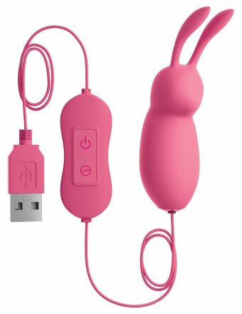 Розовая, работающая от USB вибропуля в форме кролика Cute 