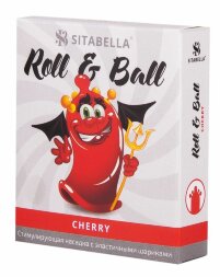 Стимулирующий презерватив-насадка Roll &amp; Ball Cherry