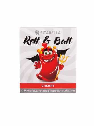 Стимулирующий презерватив-насадка Roll &amp; Ball Cherry 