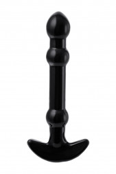 Элегантный чёрный анальный стимулятор с шариками на стволе - 15,5 см.