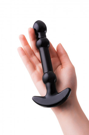 Элегантный чёрный анальный стимулятор с шариками на стволе - 15,5 см. 