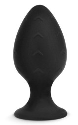 Черная силиконовая анальная пробка с рельефом - 7 см.