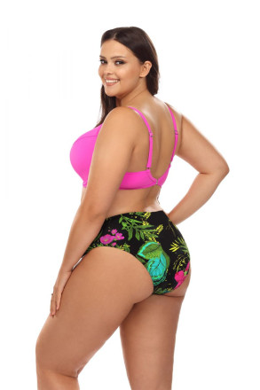 Яркий раздельный купальник plus size с принтом на трусиках 