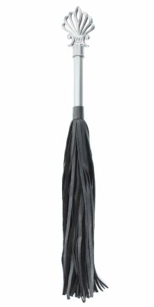 Черная плеть из кожи Gray с серебристой ручкой - 64 см. 