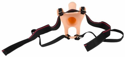 Силиконовый полый страпон на ремнях Silicone Strap-on - 19 см. 