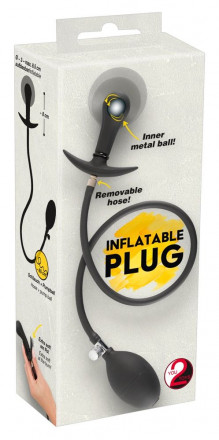 Черная анальная втулка-расширитель Inflatable Plug 
