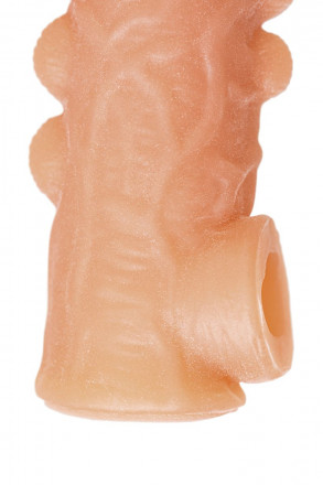 Телесная закрытая насадка с шишечками Cock Sleeve Size M - 15,6 см. 