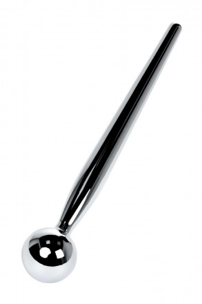 Серебристый уретральный плаг с ограничителем-шариком Metal - 9,5 см. 