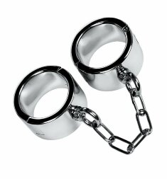 Серебристые широкие наручники Metal