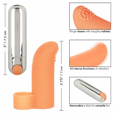 Оранжевая пулька-насадка на палец Finger Tickler - 8,25 см. 