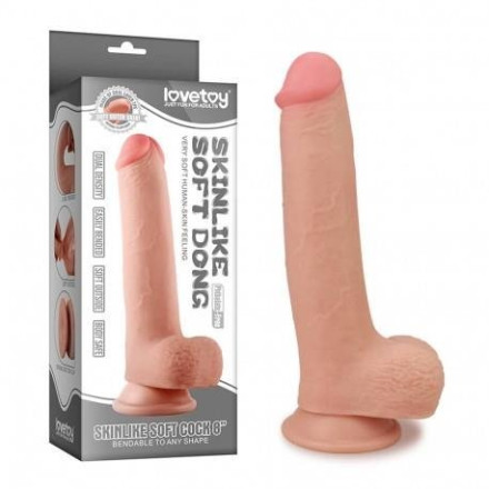 Телесный фаллоимитатор Skinlike Soft Cock 8 - 24 см. 