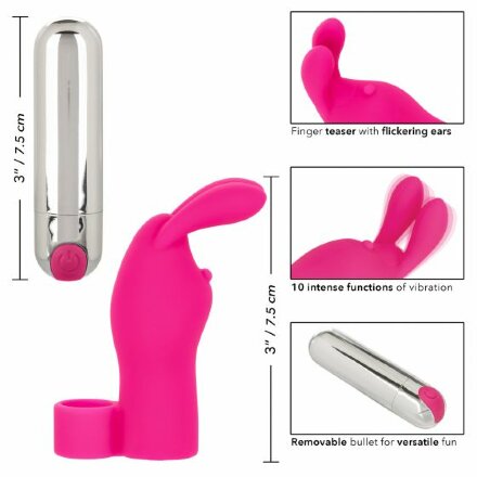 Розовая пулька-насадка на палец Finger Bunny - 8,25 см. 